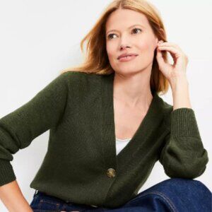 Per Se Green V Neck Lightweight Long Sleeve Knit Cardigan Medium NWT Capsule